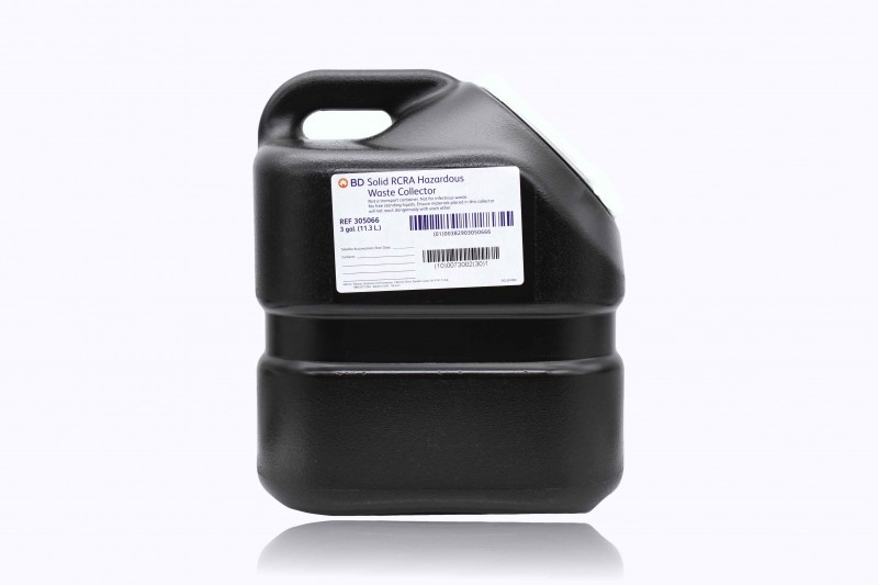 BD Medical Systems 305066 Black RCRA Hazardous Waste Collector with Plug Cap 12 x 7.5 x 10.5 Size Pack of 12 3 gal Capacity 